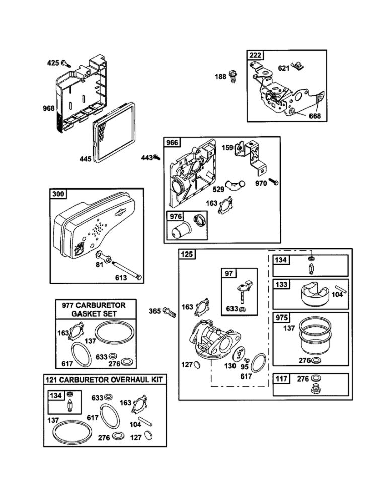 Carburetor Diagram and Parts List for 12H801-2309-B1  Briggs and Stratton Engine